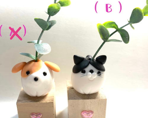 ❤️在庫処分SALE❤️☆一輪挿し風わんちゃん猫ちゃん 樹脂粘土 1500円
