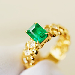 アルパカままエメラルド✖️ダイヤモンド10kリング K10イエローゴールドエメラルドリング(RFR443-002)|TSUTSUMI
