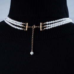 3連パールネックレス　上品デザイン カジュアルにもフォーマルにも◎チョーカー ウェディング　クリスマス　ロングネックレス 18枚目の画像