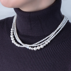 3連パールネックレス　上品デザイン カジュアルにもフォーマルにも◎チョーカー ウェディング　クリスマス　ロングネックレス 9枚目の画像