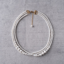 3連パールネックレス　上品デザイン カジュアルにもフォーマルにも◎チョーカー ウェディング　クリスマス　ロングネックレス 3枚目の画像