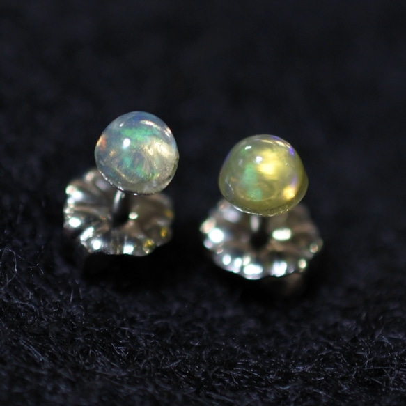 (1 件) 珍貴蛋白石耳環（4 毫米，鈦柱） 第2張的照片