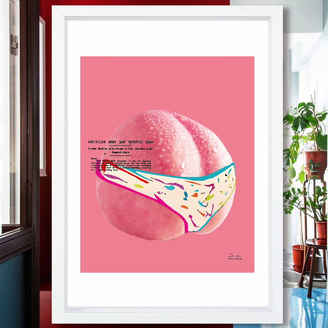 Pop Peach　お気に入り8000件突破　イラスト　ポスター　A4〜A1　アート  アートポスター　3277