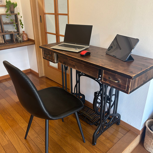 ミシン台　アンティーク　テーブル　カウンター 四方枠天板 アンティーク ミシンテーブル 80×45㎝ サイズ変更可 机