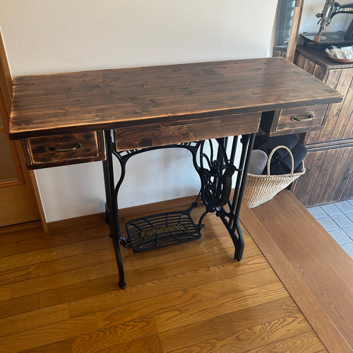 一品物 アンティークで男前なミシンテーブル デスク ミシン台