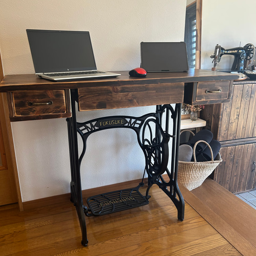 一品物 アンティークで男前なミシンテーブル デスク ミシン台