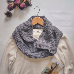 ハンドメイド  黒★Blue Rose 立体手編みスヌード ハンドメイド 黒☆Blue Rose 立体手編みスヌード