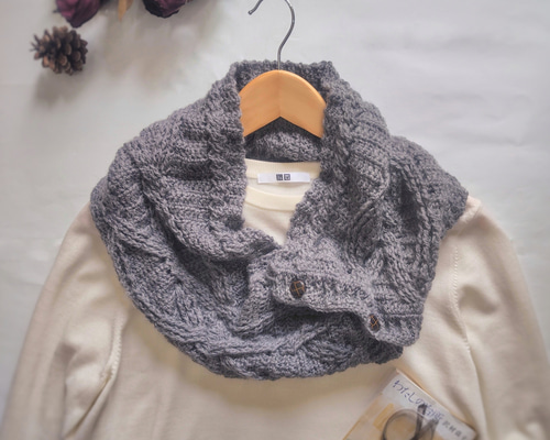 ◇在庫限り◇洗えるウルグアイウール100%ケーブル編み 2wayストール