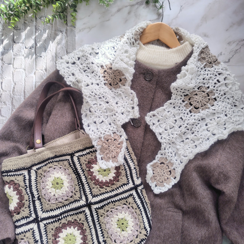 花柄かぎ針編みケープ　レースショール 楽天市場】作品番号：H148-030 【編み図】かぎ針編みのケープ