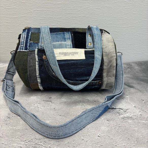 デニムリメイク ドラム型バッグ デニム リメイク ドラム型 バッグ - メルカリ