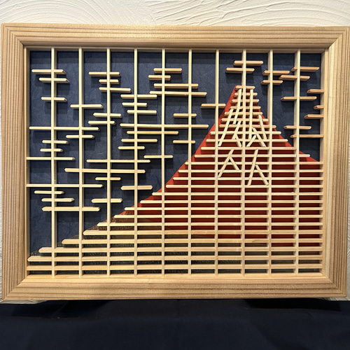 組子 組子細工 富士山 衝立 建具職人 日本 伝統 オブジェ アート 飾り物 組子 組子細工 富士山 衝立 建具職人 日本 伝統 オブジェ アート