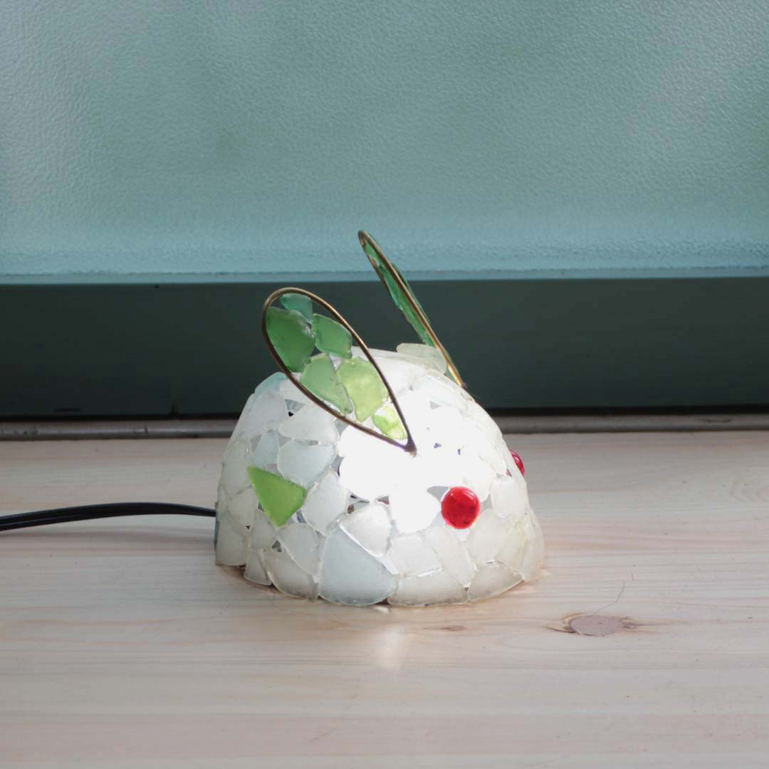 シーグラスのランプ　まるみみミニうさぎのランプ-3