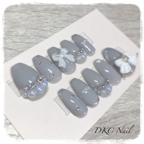 ネイルチップオーダー地雷推しフレンチガーリー量産型韓国中華リボン