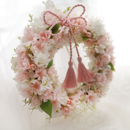 再販】桜が咲き誇る＊願いを込めた「叶結びの桜リース」ひな祭り・春の