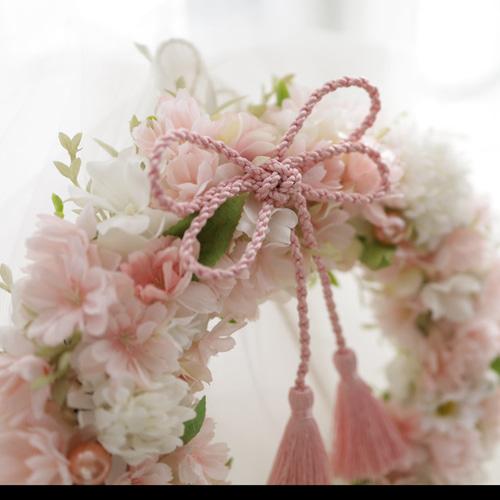 再販】桜が咲き誇る＊願いを込めた「叶結びの桜リース」ひな祭り・春の