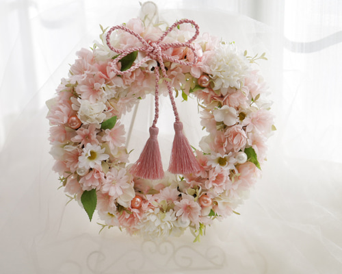 再販】桜が咲き誇る＊願いを込めた「叶結びの桜リース」ひな祭り・春の