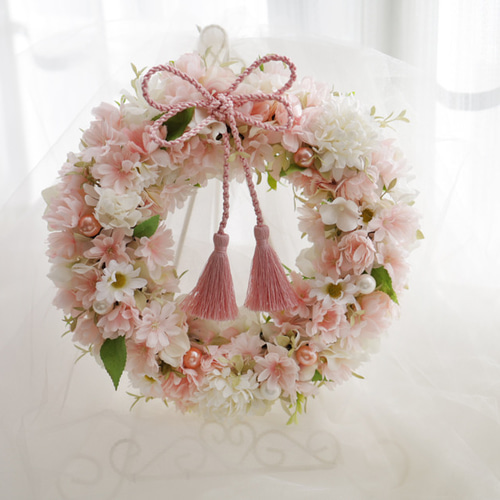 再販】桜が咲き誇る＊願いを込めた「叶結びの桜リース」ひな祭り・春の