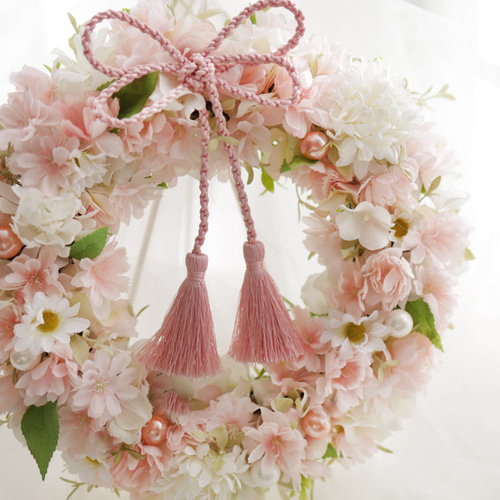 再販】桜が咲き誇る＊願いを込めた「叶結びの桜リース」ひな祭り・春の