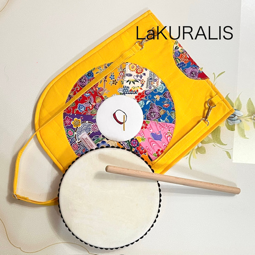 沖縄紅型トートバッグ(黄色)パーランクーケース/エイサー/太鼓袋/琉球