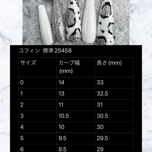 ホワイトブラックグラデーションミニトカゲ入ギャルネイルチップ 成人