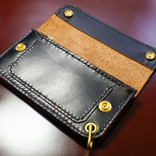 トラッカーウォレット ヘビタン タンニン鞣し 馬革 手縫い ホースレザー Leather works トラッカーウォレット ホースバット HORSE BUTT