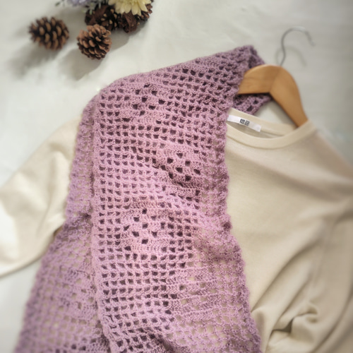 花咲くモチーフ編み ラベンダーストールEMIM Bloom アクリル モヘア