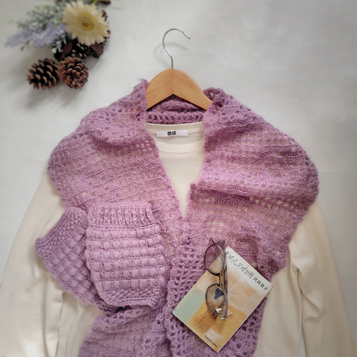 新品伝統工芸横振り刺繍ショールマフラーストールコットン花柄ピンク紫ラベンダー希少 新品伝統工芸横振り刺繍ショールマフラーストールコットン花柄ピンク紫