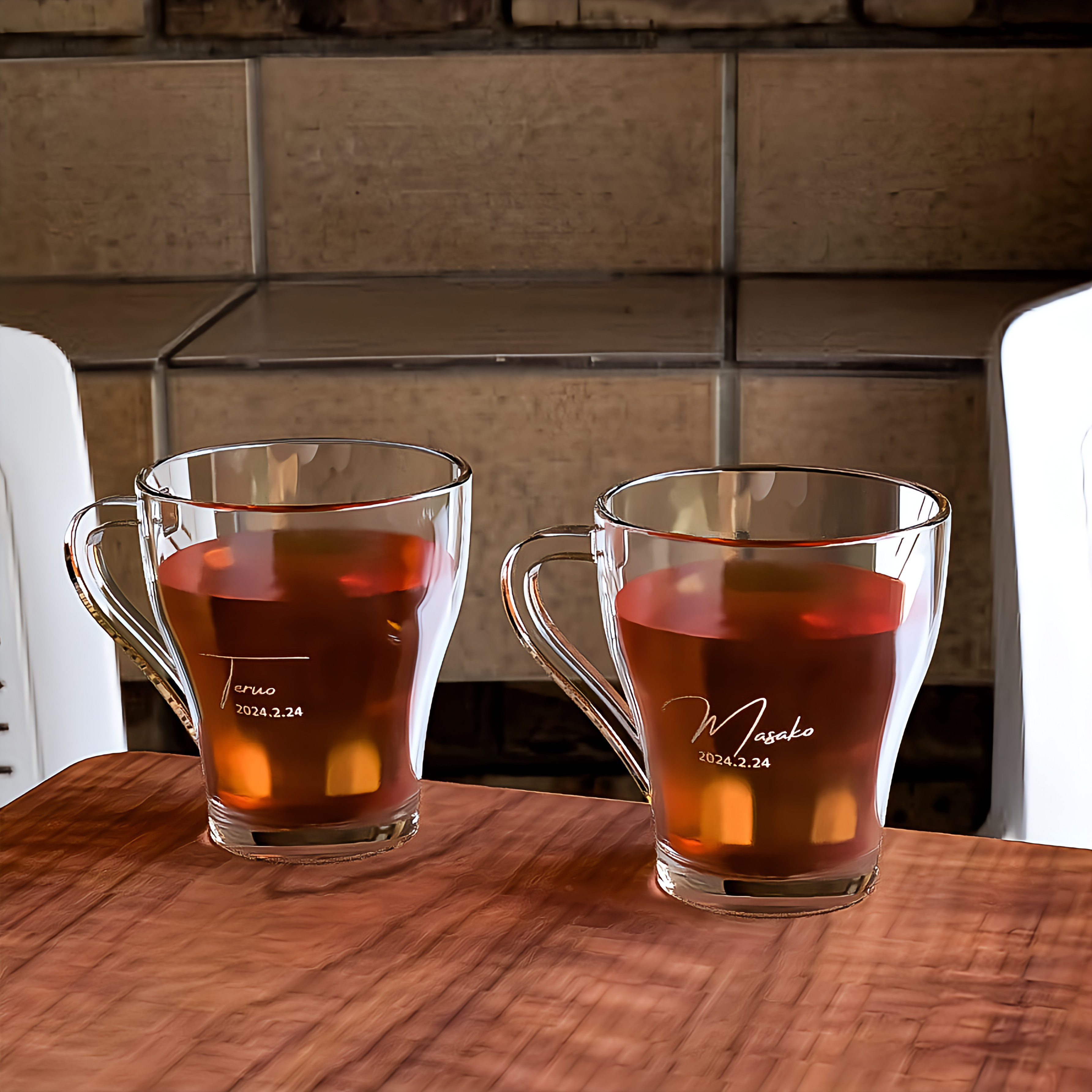 名入れ+日付入れグラス　ペア　マグカップ