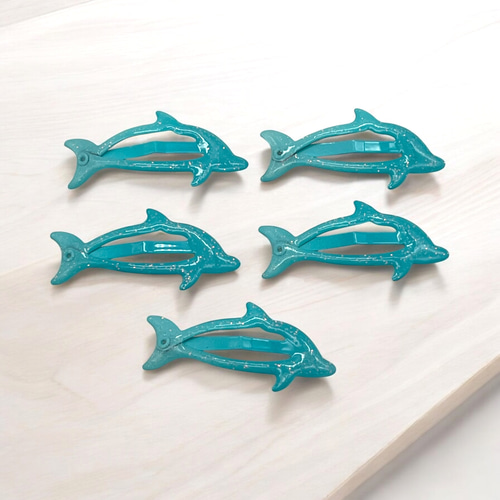 ヘアピン パッチン留め イルカ 前髪 モチーフ 5個 キラキラ