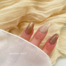 simple brown ネイルチップ　淡色　ブライダル　成人式　結婚式　お呼ばれ 2枚目の画像