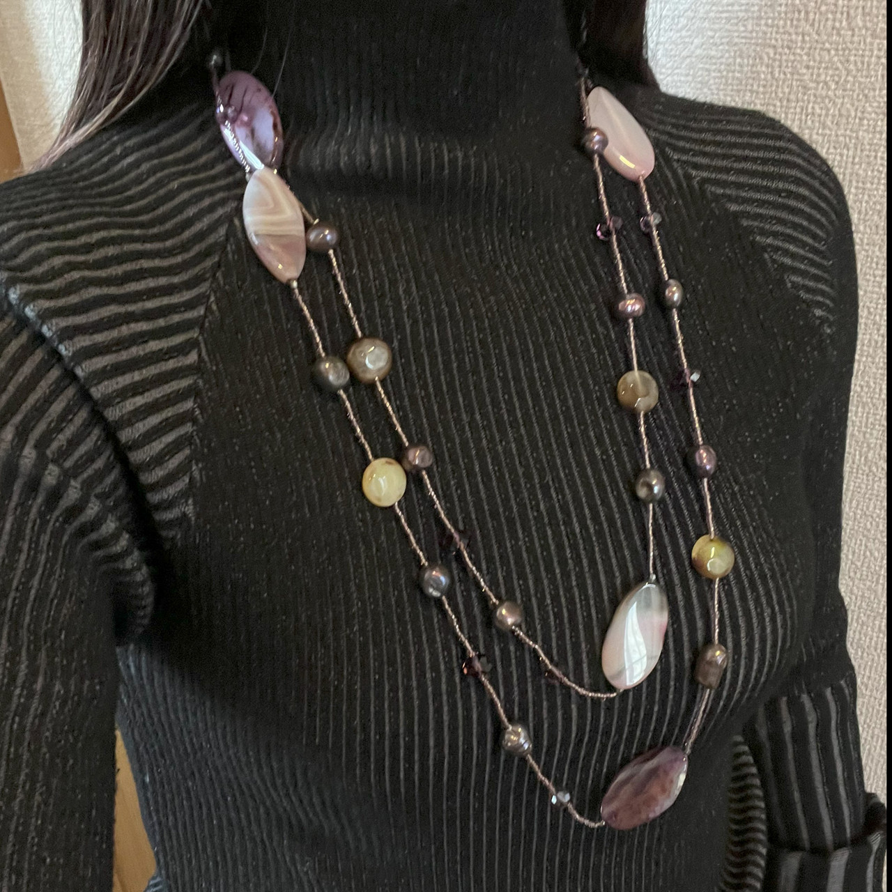 天然石　ネックレス（パープルカラー）　ロングネックレス　プレゼント