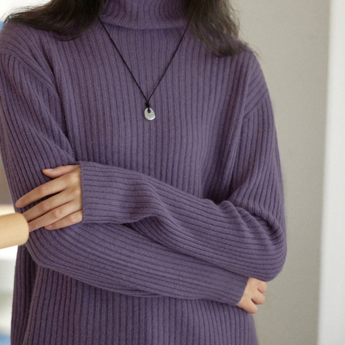 美品★FOXEY★ウール タートルネックニット パープル サイズ42 パープル TRANS CONTINENTS ベーシックBIZニット ブラック/グレー