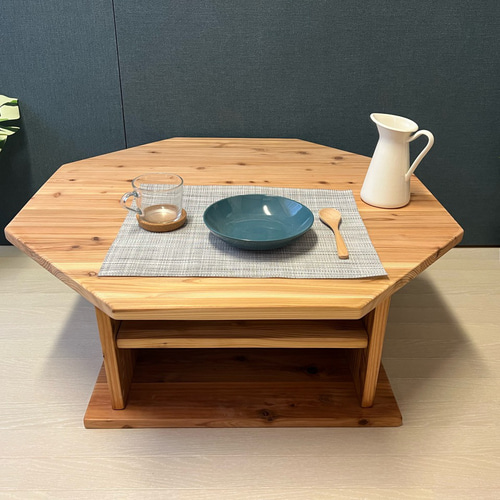 【送料無料】 ローテーブル 八角形 90cm 杉 ナチュラル 棚付き 送料無料】 ローテーブル 八角形 90cm 杉 ナチュラル 棚付き ロー