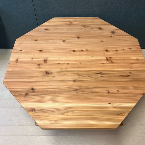 送料無料】 ローテーブル 八角形 90cm 杉 ナチュラル 棚付き ロー