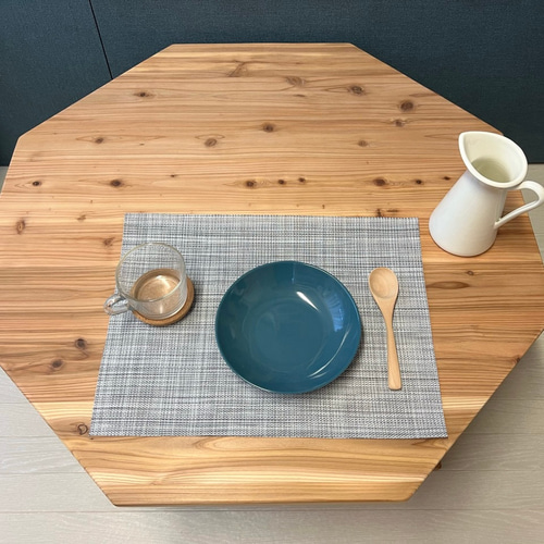 送料無料】 ローテーブル 八角形 90cm 杉 ナチュラル 棚付き ロー