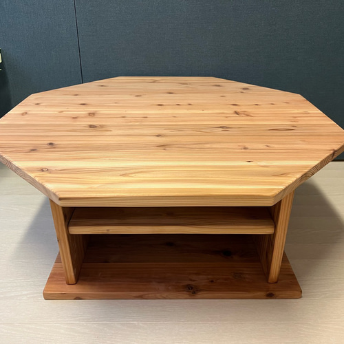 【送料無料】 ローテーブル 八角形 90cm 杉 ナチュラル 棚付き 送料無料】 ローテーブル 八角形 90cm 杉 ナチュラル 棚付き ロー