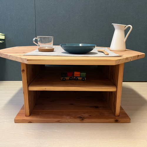 【送料無料】 ローテーブル 八角形 90cm 杉 ナチュラル 棚付き 送料無料】 ローテーブル 八角形 90cm 杉 ナチュラル 棚付き ロー