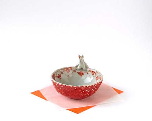 リボン柄ピンク陶器ボウル6個セット リボン柄ピンク陶器ボウル6個セット リボン柄ピンク陶器ボウル6個セット