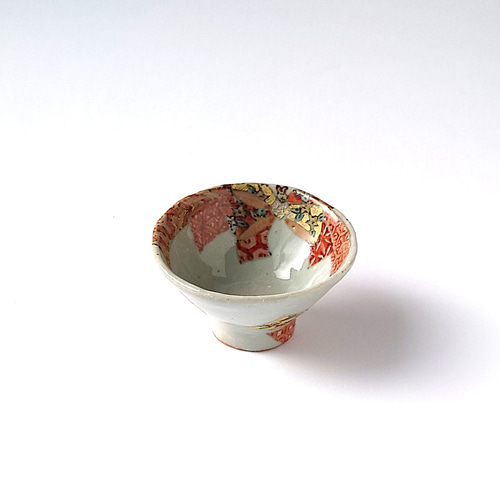 リボン柄とうさぎさんが可愛い うさぎ赤古紋 盃 陶器 おちょこ・ぐい呑