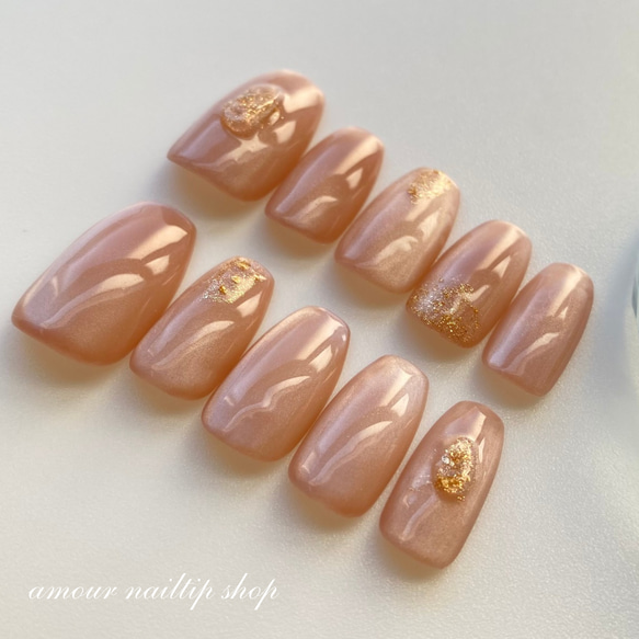 simple pink ネイルチップ　シンプル　淡色　成人式　ブライダル　結婚式　お呼ばれ 1枚目の画像