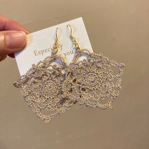 レース編み（かぎ針編み）ピアスのモチーフ編み図 印刷済みA4プリント3