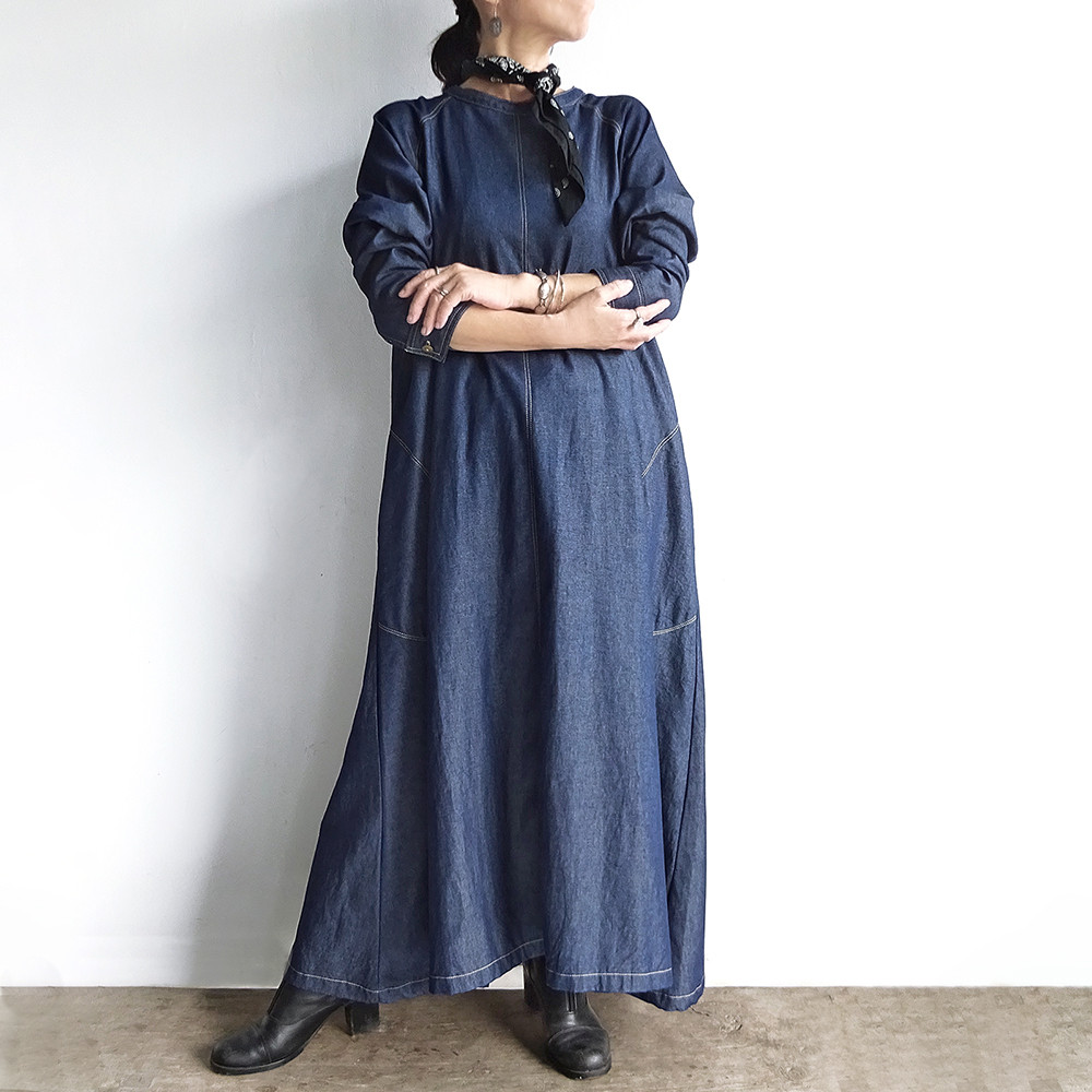 ラグランスリーブワンピース　（デニム）