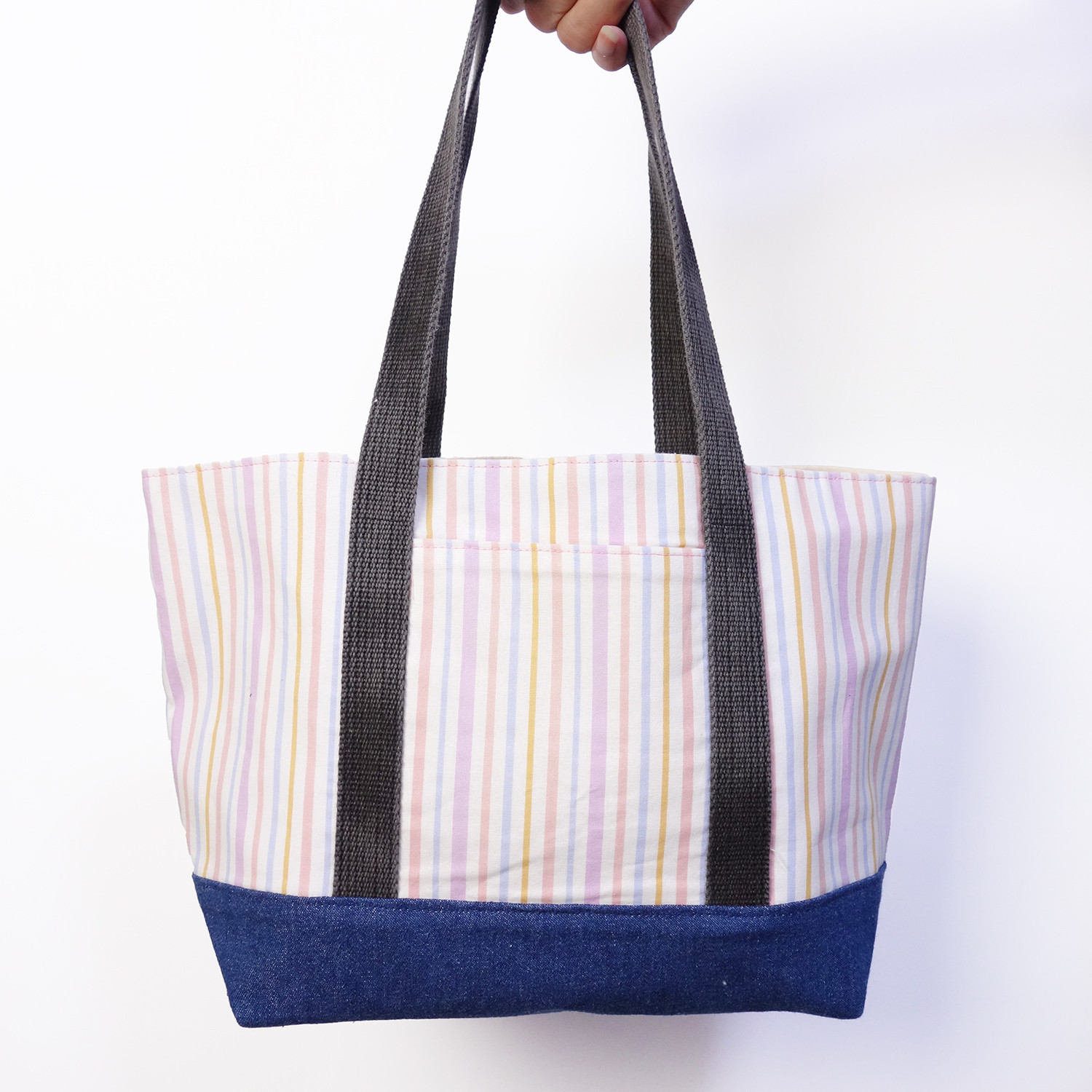 デニム×ストライプのトートバッグ RD24009
