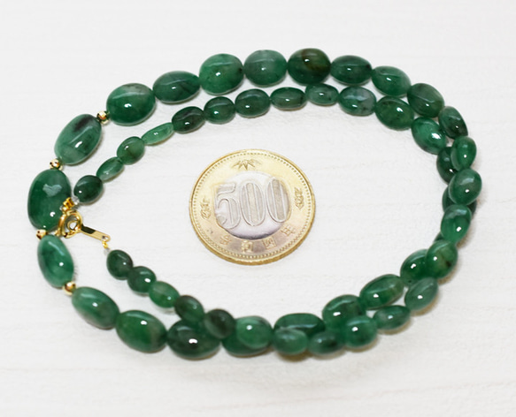 ж K18 18金 天然エメラルド126.85ct 46.7㎝ネックレス 6枚目の画像