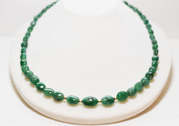 ж K18 18金 天然エメラルド126.85ct 46.7㎝ネックレス 5枚目の画像