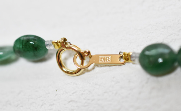 ж K18 18金 天然エメラルド126.85ct 46.7㎝ネックレス 7枚目の画像