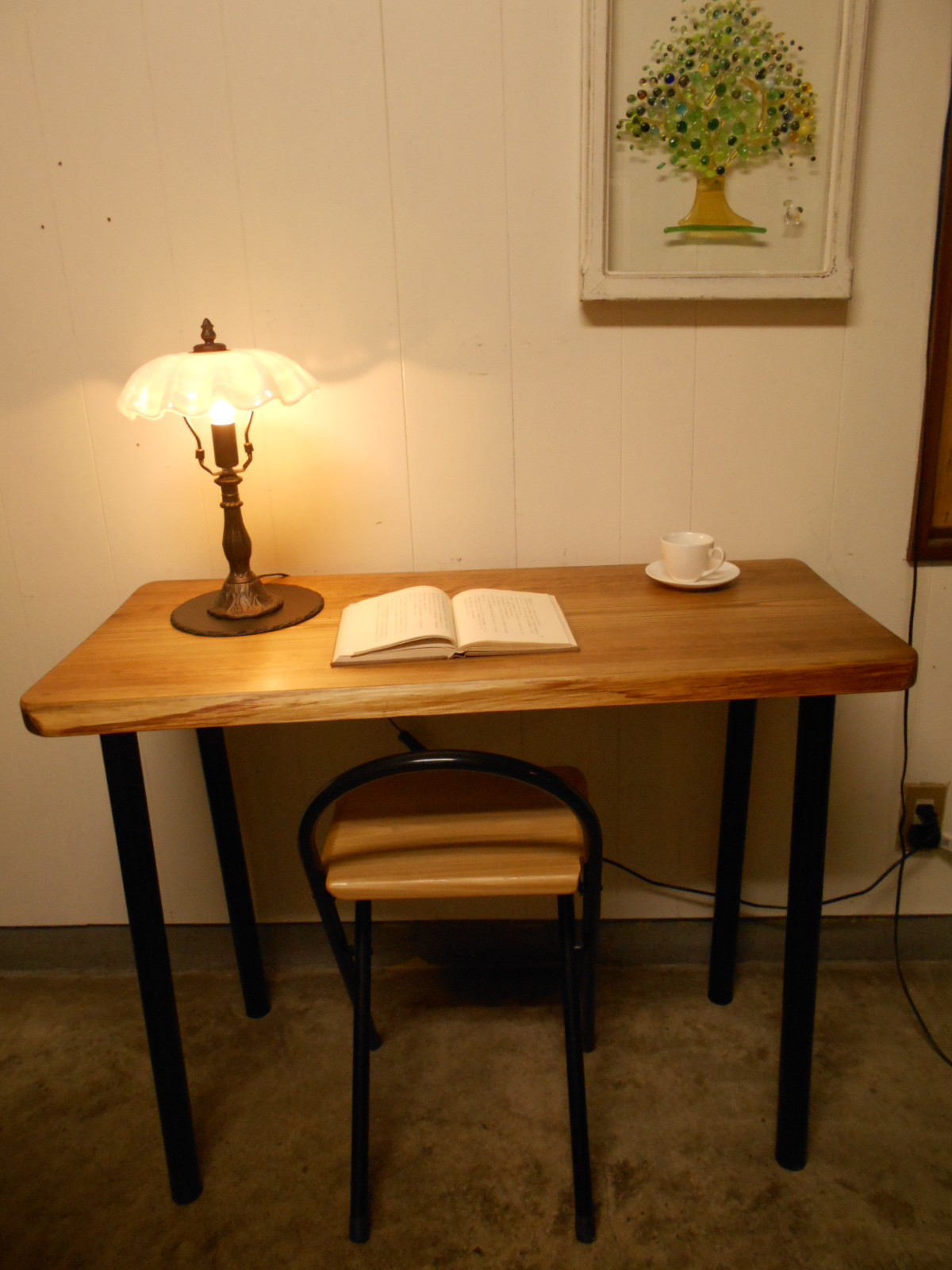 ひのきアイアンテーブル　09-11-2（テーブルのみ）　（横幅97㎝カット可能）