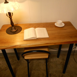 無垢材のデスク / 100cm×50cm / ライトブラウン / 組立簡単 工具不要