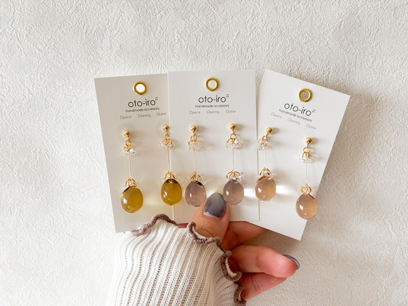 【tear drop】まんまるしずくのピアス/イヤリング　透明　うるつや　シンプル　大人　可愛い♡送料無料♡ 1枚目の画像
