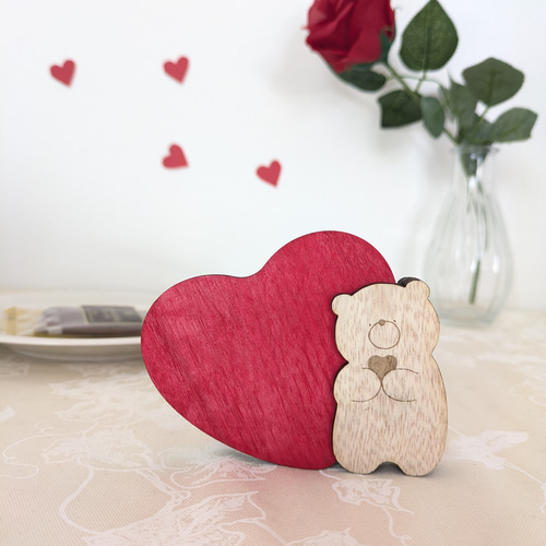 メッセージカード ハート くま バレンタイン おしゃれ かわいい